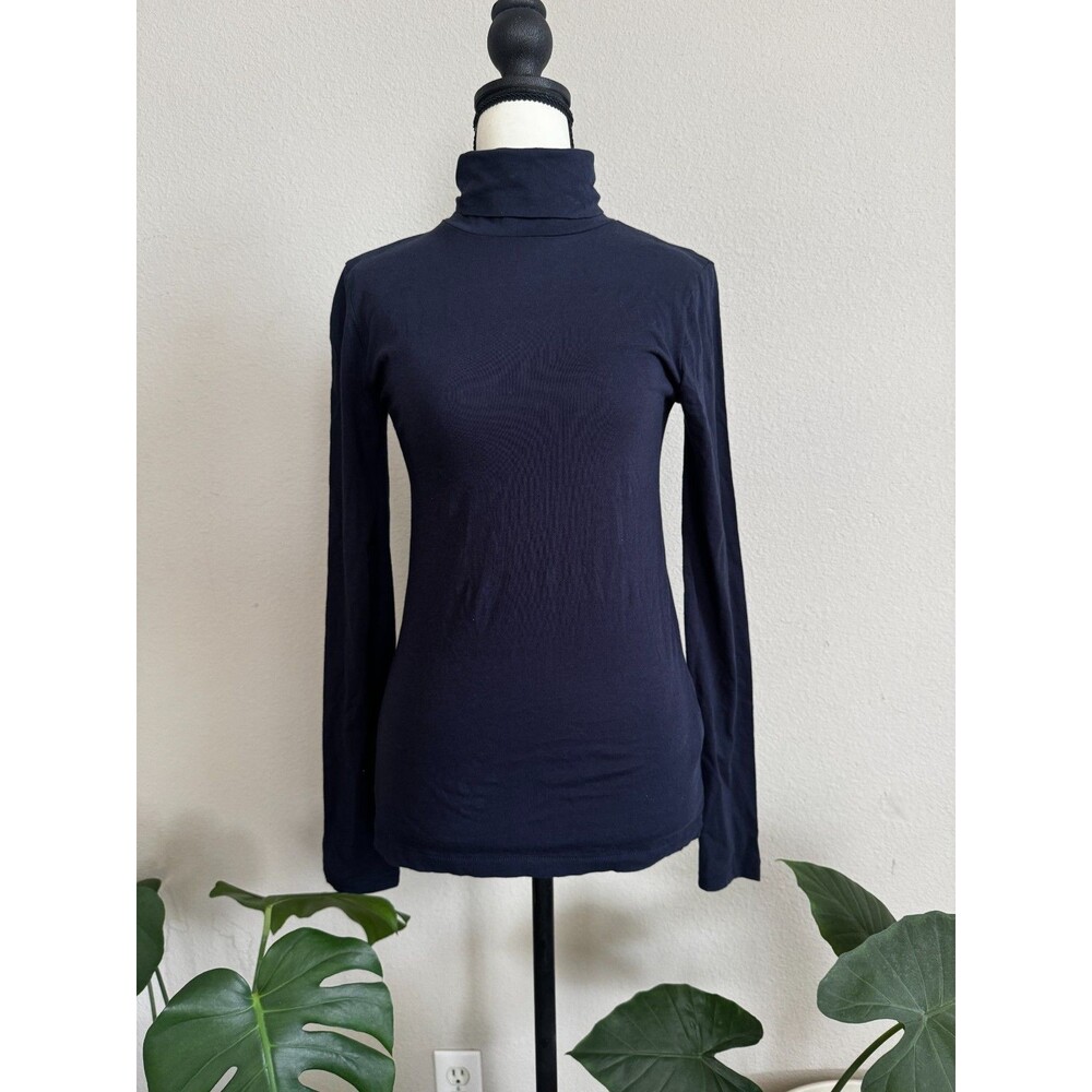 NWT J.Crew Re-Imagined Navy Turtleneck Long Sleeve Top 100% Cotton Size XS
